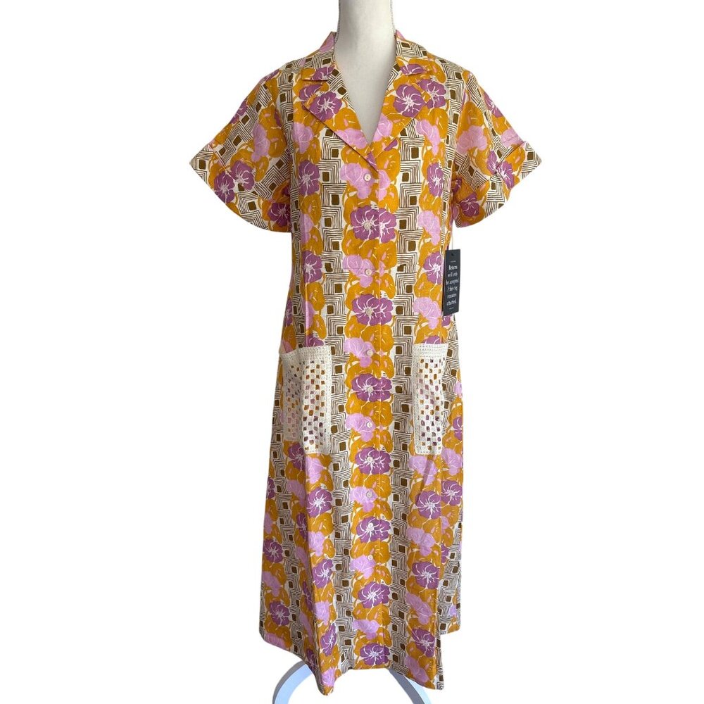 Tuckernuck Retro Multicolor Meriweather Dress Large New Womens Midi Cocktail Par - Picture 2 of 7